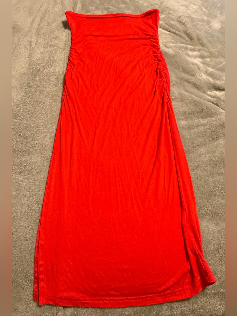 SHEIN Red Maxi Skirt with Side Gather
